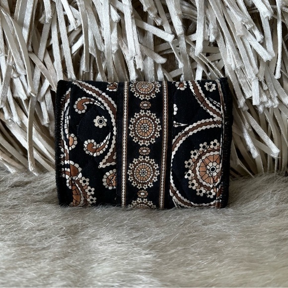 Vintage VERA BRADEY Caffe Latte Velcro Mini Wallet Black Brown y2k 2008 Quilted - Picture 6 of 13